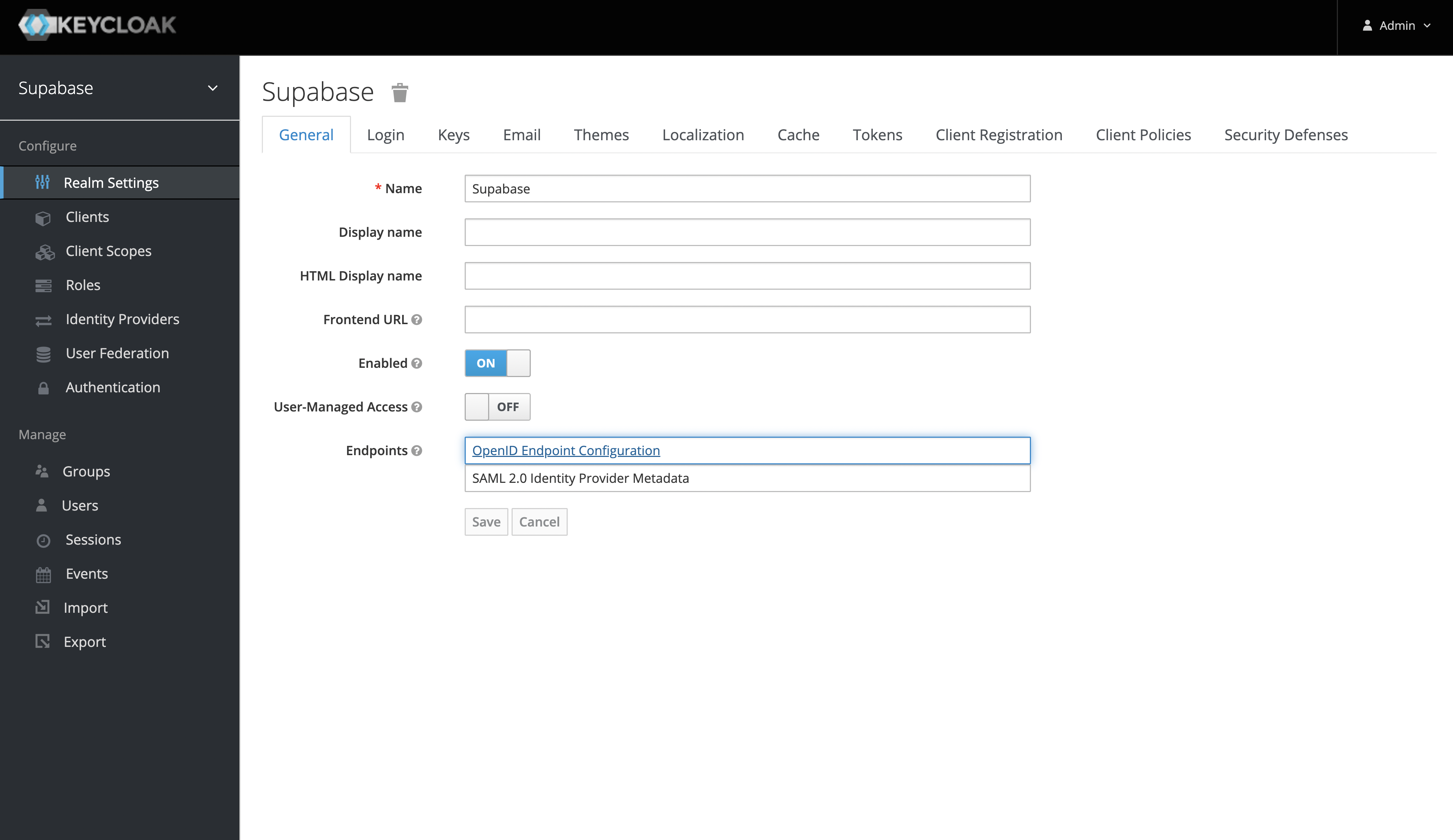 Keycloak OpenID Endpoint Configuration